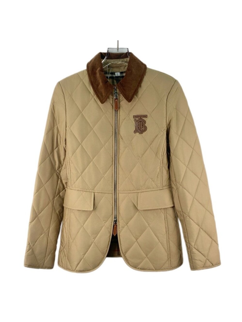 Burberry Light Brown TB Monogram Quilted Zip Jacket